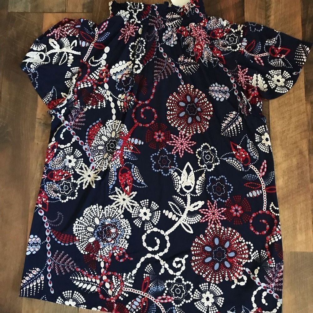 Espresso Los Angeles SZ M multicolored top Floral blue textured New tags
